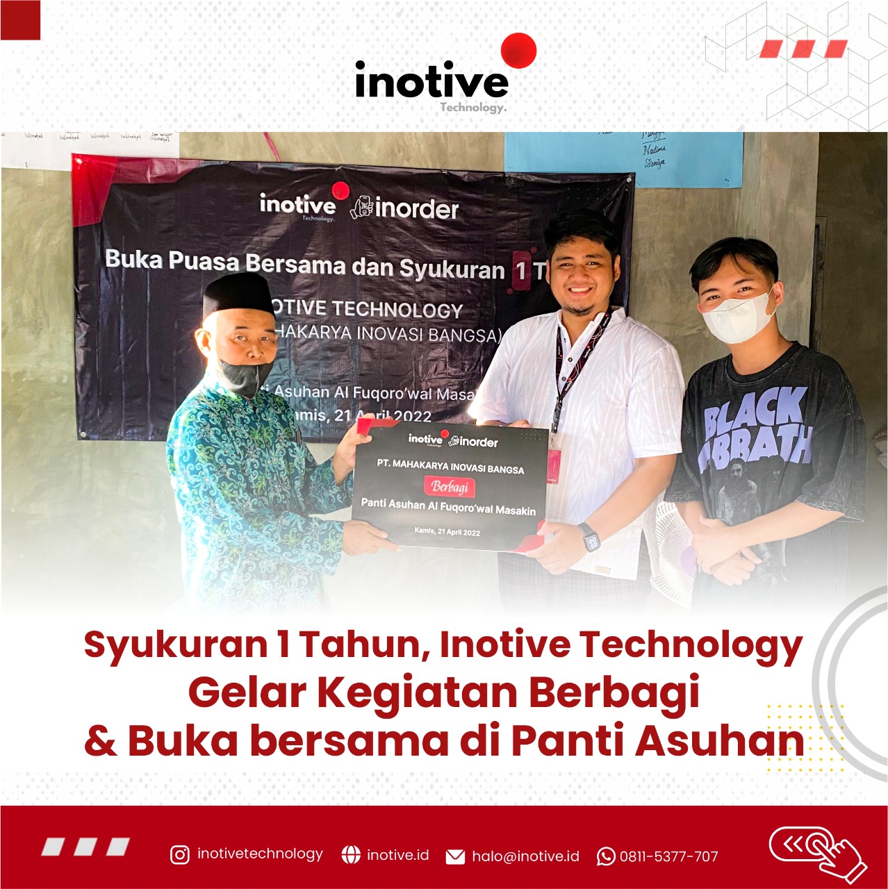 Syukuran 1 Tahun, Inotive Technology Gelar Kegiatan Berbagi & Buka bersama di Panti Asuhan