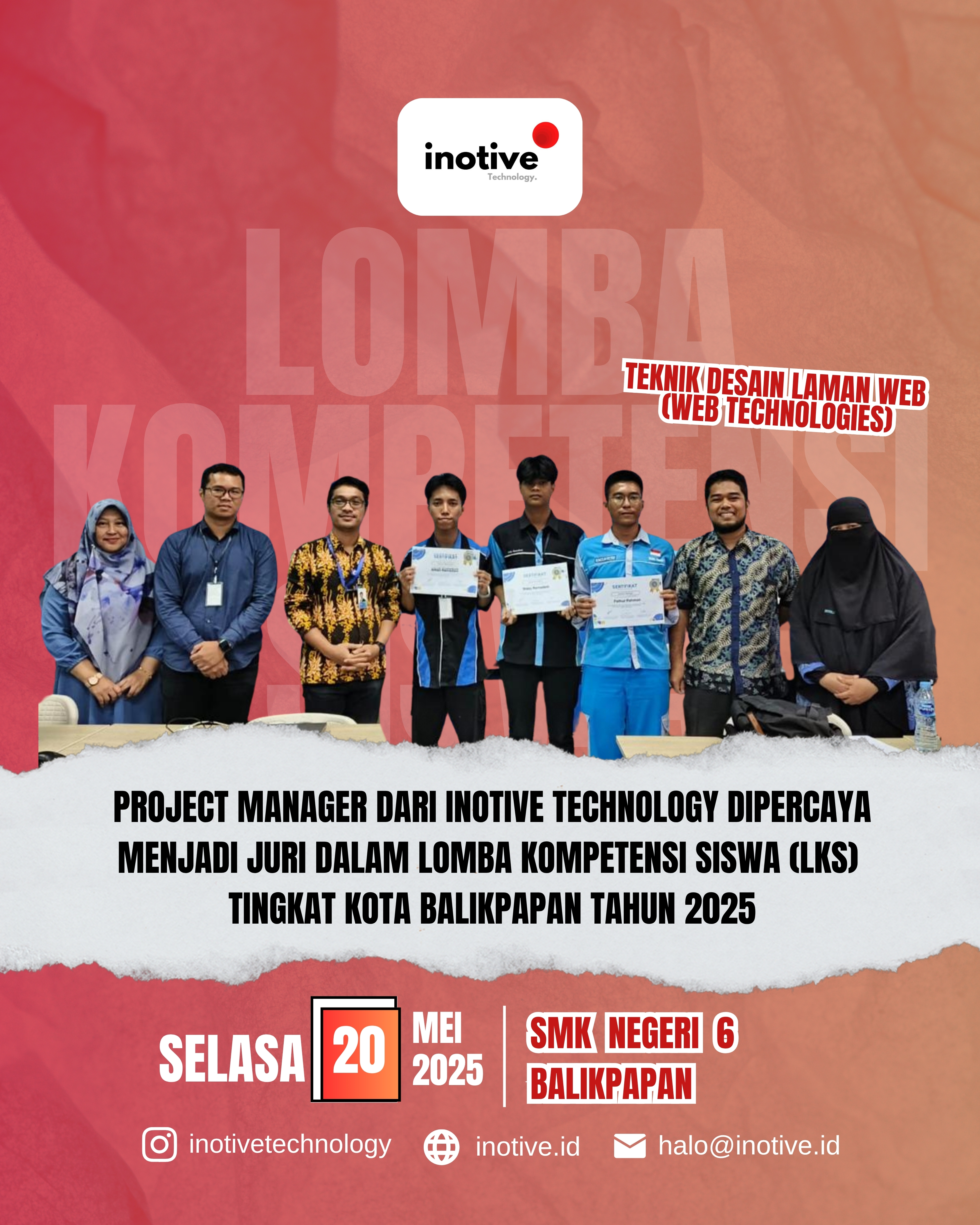 Dukung Talenta Muda Balikpapan,  Gusti Bagus Wahyu dari Inotive Technology Jadi Juri LKS Web Technologies 2025